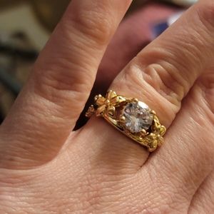 Gold Plated White Sapphire Ring Size 7